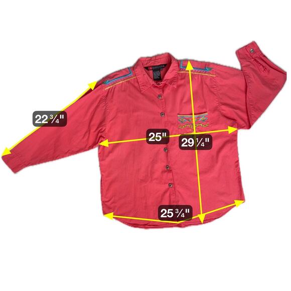 Vtg IB Diffusion Womens Western Shirt Plus 22W Coral Colorful Embroidery Cowgirl - Picture 5 of 16